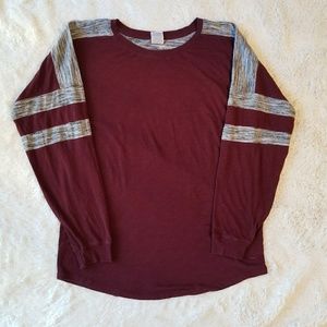 Victoria Secret PINK Maroon Long Sleeve Top Sz L